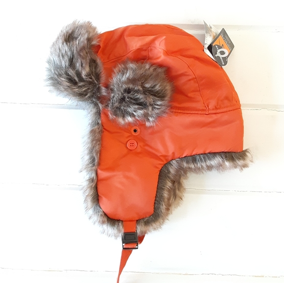newhattan Other - Orange Trooper Trapper Faux Fur Winter Hat